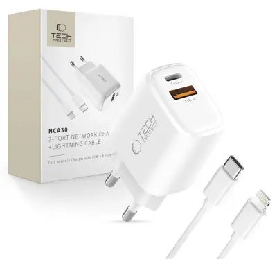 TECH-PROTECT NCA30 PD 30W QC3.0 STENSKI POLNILEC ZA LIGHTNING USB-A