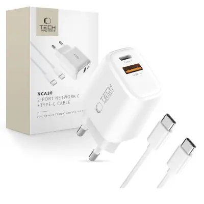 STENSKI POLNILEC TECH-PROTECT NCA30 PD 30W QC3.0 USB-A USB-C DO