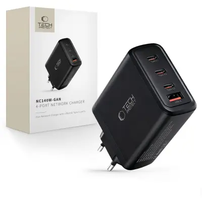 POLNILEC TECH-PROTECT PD 140 W QC3.0 S 4 PRIKLJUČKI ZA PAMETNE TELEFONE IN DRUGE NAPRAVE