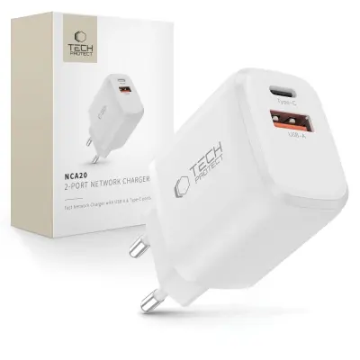 STENSKI POLNILEC TECH-PROTECT NCA20 PD 20W QC3.0 USB-A USB-C