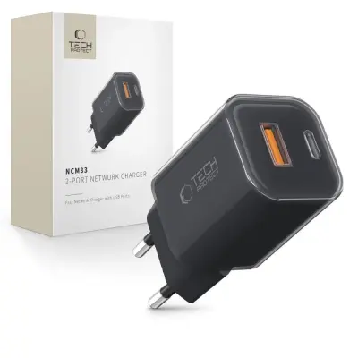 TECH-PROTECT 2-PORTNI STENSKI POLNILEC PD33W QC3.0 ZA TELEFONE