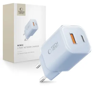 TECH-PROTECT 2-PORTNI STENSKI POLNILEC PD33W QC3.0 ZA TELEFONE