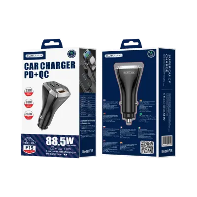 AVTO POLNILEC JELLICO F15 PD 88,5 W 2XUSB-C 1XUSB QC3.0 ZA IPHONE 13