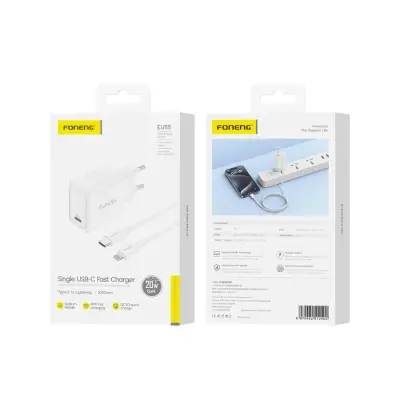 FONENG GAN PD USB-C STENSKI POLNILEC ZA LIGHTNING IPHONE 11 12 13 14 2