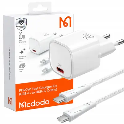 MCDODO HITR STENSKI POLNILEC ZA IPHONE TIP C USB-C 20W KABEL