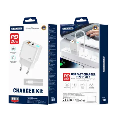 STENSKI POLNILEC JELLICO 20W PD Z LIGHTNING KABLOM ZA APPLE IPHONE 12 13