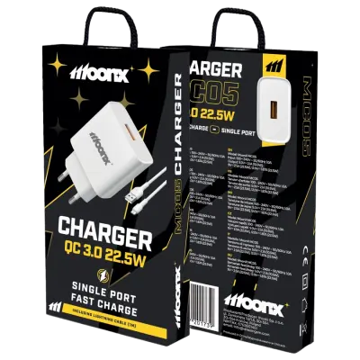 POLNILEC MOONX 22,5 W PD 1XUSB QC3.0 ZA IPHONE 12 13 14 S KABLOM LIGHTNING