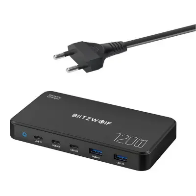 BLITZWOLF BW-I100 120W 5-V-1 POLNILEC ZA IPHONE 12, 13, 14 IN 15 Z USB POLNJENJEM