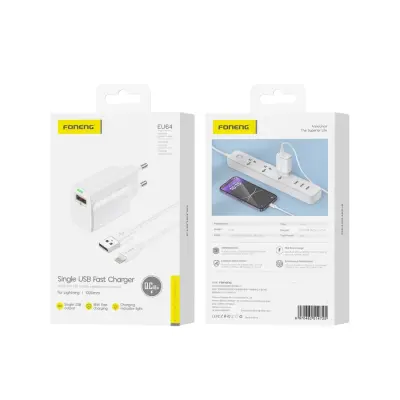 FONENG QC3 USB POLNILEC ZA APPLE IPHONE IN IPAD, HITRO POLNJENJE, UČINKOVITO 1