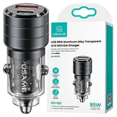 USAMS C36 95W AVTOPOLNILEC ZA AVTO TELEFONE FAST CHARGE USB USB-C
