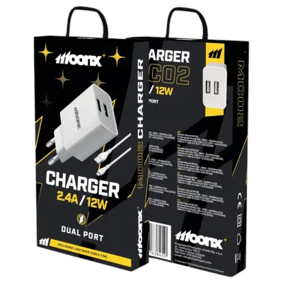 MOONX STENSKI POLNILEC USB ADAPTER ZA LIGHTNING TELEFON IN TABLIČNI RAČUNALNIK 2XUSB 12W