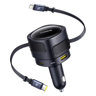BASEUS AVTO POLNILEC 90W 2X USB-C ZA TELEFONE S KABLOM USB-C