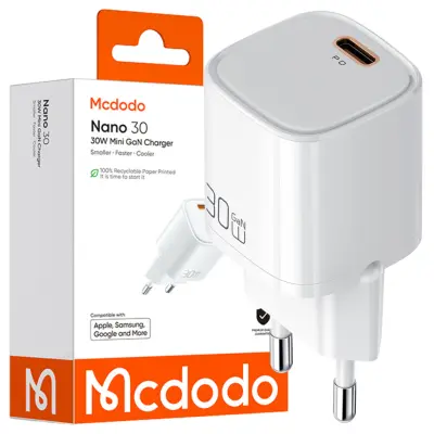 MCDODO HITR STENSKI POLNILEC ZA TELEFON USB-C GAN PD QC NAPAJALNIK - 30 W