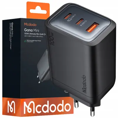 MCDODO STENSKI POLNILEC CUBE 3X USB-C PD USB 100W ČRN