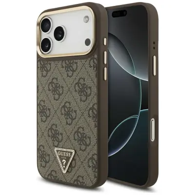 OVITEK GUESS ZA IPHONE 17 PRO MAX Z LOGOM MAGSAFE IN TRIKOTNIKOM Z ZAŠČITO PRED KRHKOSTJO