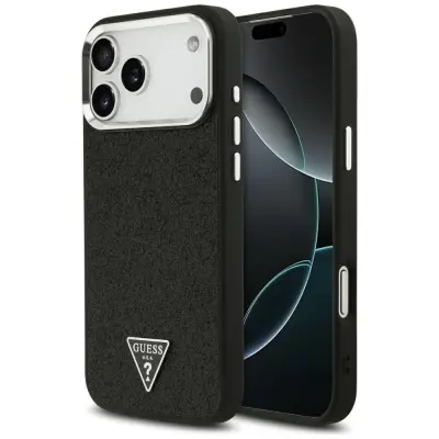 ELEGANTEN OVITEK GUESS Z BLEŠČICO IN TRIKOTNIKOM, LOGOM IN MAGSAFE ZA IPHONE 17 PRO MAX