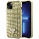 OVITEK GUESS ZA IPHONE 14 PLUS 15 PLUS 6,7 RHINESTONE TRIKOTNIK ZLATI POUDARKI