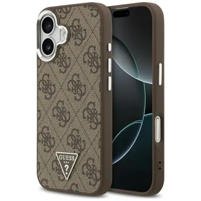 OVITEK ZA IPHONE 17 GUESS Z LOGOM TRIKOTNIKA IZ USNJE MAGSAFE
