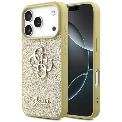 GUESS FIXED GLITTER VELIK 4G OVITEK ZA IPHONE 17 PRO VISOKE KAKOVOSTI