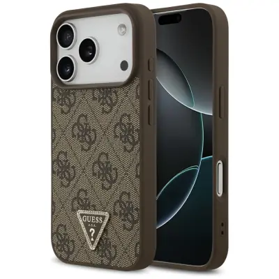 GUESS USNJEN OVITEK 4G TRIKOTNIK S STRASSOM MAGSAFE ZA IPHONE 17 PRO