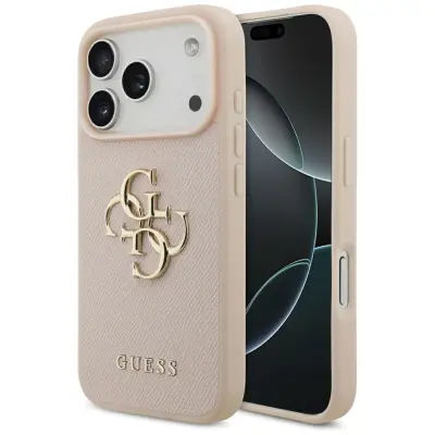 GUESS OVITEK Z ZRNATIM VELIKIM 4G KLASIČNIM LOGOM ZA IPHONE 17 PRO ZAŠČITNI