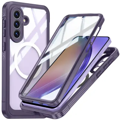 Odprta emb - ovitek za Samsung Galaxy A57 5G,ohišje podpira brezžično polnjenje,prozorno 360 polno zaščitni,proti padcu in trku združljiv z MagS