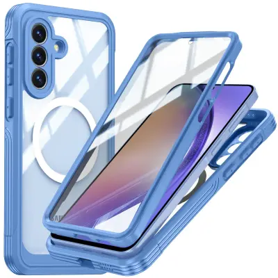 Odprta emb - ovitek za Samsung Galaxy A57 5G,ohišje podpira brezžično polnjenje,prozorno 360 polno zaščitni,proti padcu in trku združljiv z MagS