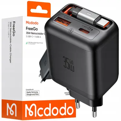 MCDODO HITR STENSKI POLNILEC NAPAJALNIK 2X USB-C USB-A PD GAN 35W KABEL