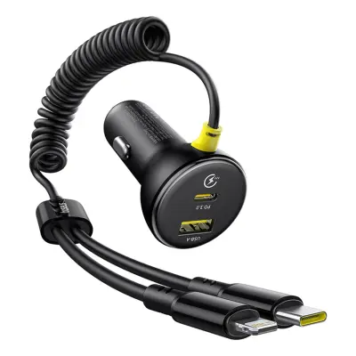 BASEUS KROŽNI AVTO POLNILEC 60 W Z USB-A USB-C NA LIGHTNING