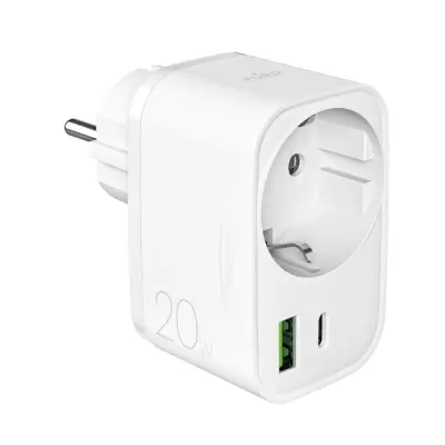 PURO 20W POLNILEC ZA APPLE IN SAMSUNG USB-C, USB-A Z VTIČNICO