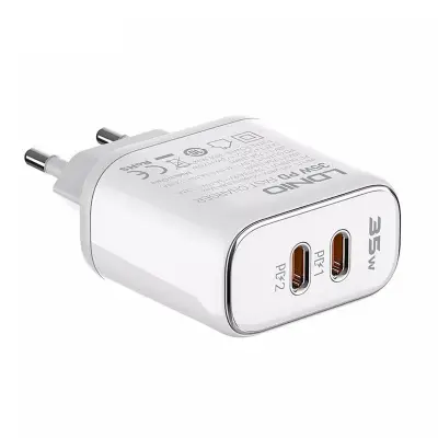 LDNIO A2528M 2USB-C STENSKI POLNILEC ZA APPLE + USB-C - LIGHTNING KABEL