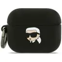 SILIKONSKI OVITEK KARL LAGERFELD KARL HEAD 3D ZA AIRPODS PRO 3 ČRNEGA OBLIKOVANJA Z MODNIM OZNAČEVANJEM
