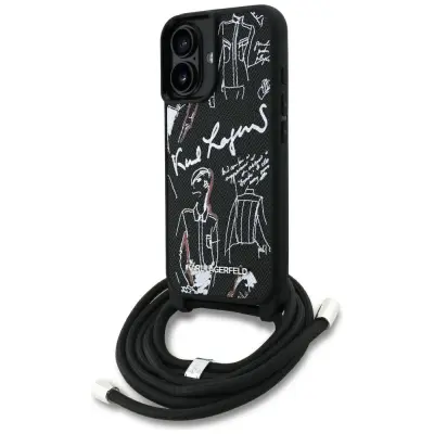 OVITEK KARL LAGERFELD CROSSBODY Z VZORCEM IN LOGOM ZA IPHONE 16 LUXURY