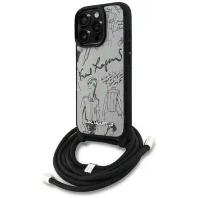 OVITEK KARL LAGERFELD Z VZORCEM IN LOGOM ZA IPHONE 16 PRO