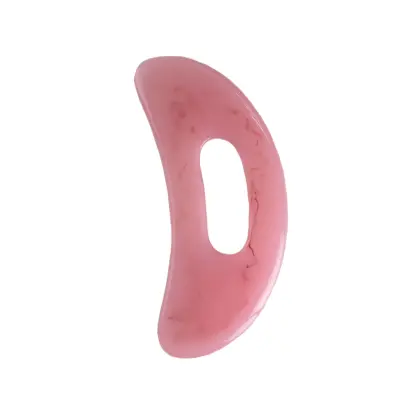 Rezinski Gua Sha masažna plošča za obraz in telo, ukrivljen dizajn Pink
