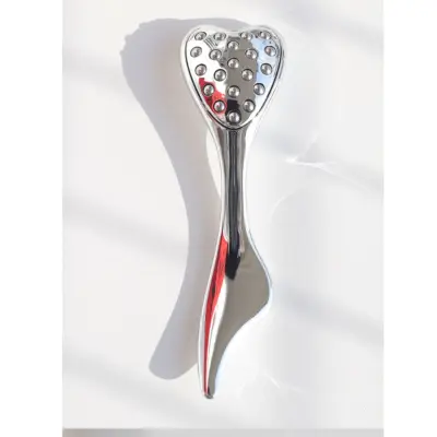 Srčast masažer za obraz in oči z 304 inox valjčkom, ABS Silver