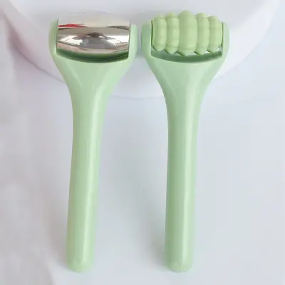 Mini set za masažo obraza in oči, 2 kosa, jeklo in silikon Green
