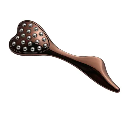 Srčast masažer za obraz in oči z 304 inox valjčkom, ABS coffee