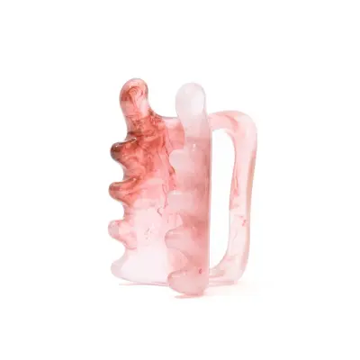 Dvostranski gua sha masažer iz smole z ergonomskim ročajem Pink