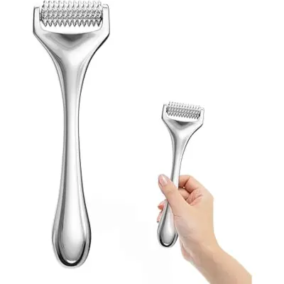 Metal Microneedle Roller - Silver Alloy Manual Face And Body Derma Roller