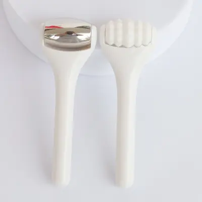Mini set za masažo obraza in oči, 2 kosa, jeklo in silikon White