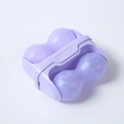 Dvojglavi ledeni roler za obraz – prenosni plastični masažer Purple