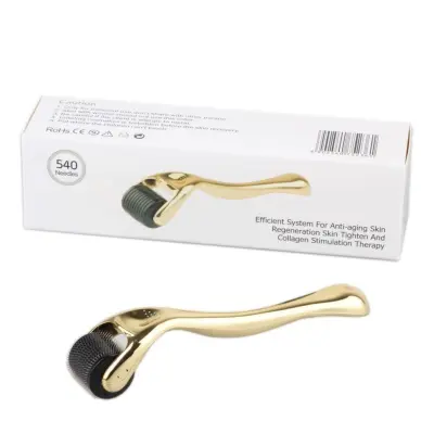 Microneedle Roller 02 – 540 igel, zlat ABS ročaj za obraz in telo Gold 0,3 mm