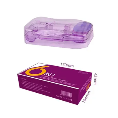 6-v-1 večfunkcijski derma valjček za obraz in telo, mikroneedling Purple+white
