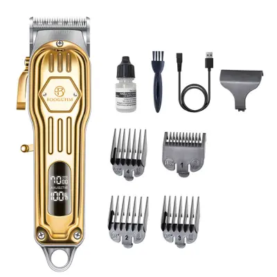 Metalni brezžični strižnik z 2000mAh baterijo, 7000RPM in LED zaslonom Gold