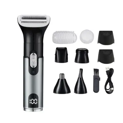 Digitalni 5-v-1 električni strižnik – USB polnljiv set za urejanje Gray