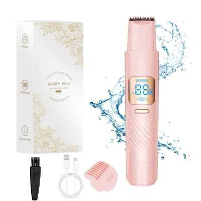 2-v-1 dvojna glavica: strižnik in folijski brivnik USB-C, pralno Pink
