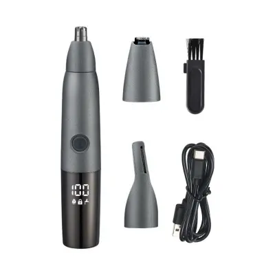 Večfunkcijski električni strižnik nosu 3-v-1 z jeklenim rezilom USB-C Black