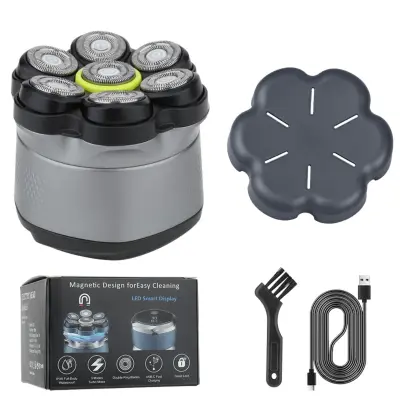 7-glavni magnetni električni brivnik – IPX6, LED zaslon, USB-C, 180min Gray