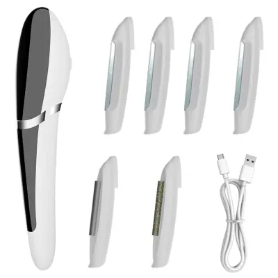 Electric Ultrasonic Facial Hair Remover — 3-Level Rechargeable Type-C Shaver White